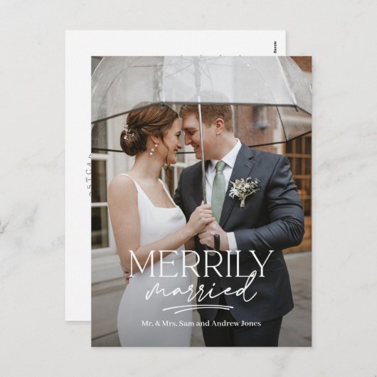 カップル結婚したメリー結婚したホリデーハガキ シーズンポストカード (正面/裏面)
