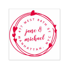 カップル結婚した手描きリース差出人住所 セルフインキングスタンプ