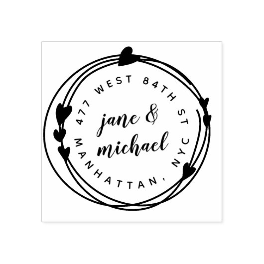 カップル結婚した手描きリース差出人住所 ラバースタンプ (インプリント)