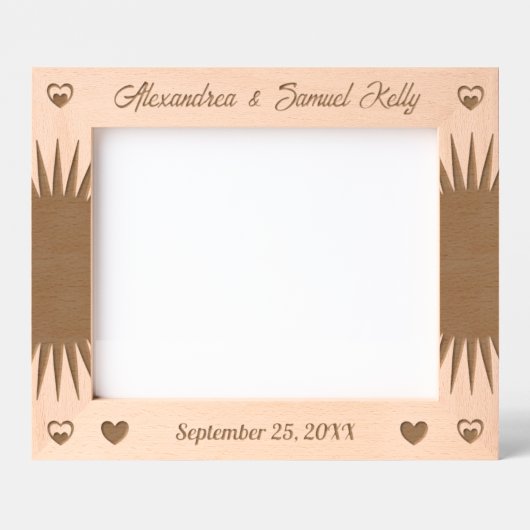 カップル結婚と記念日のスクリプト木製版 レーザー彫刻フレーム (正面)