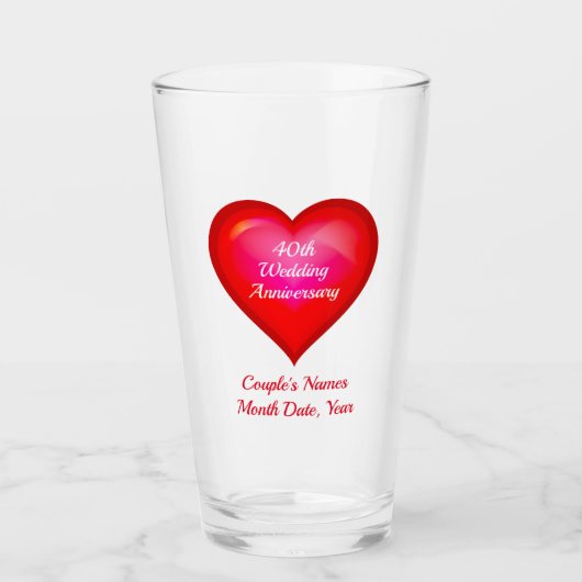 カップル結婚のための安い40周年記念プレゼント タンブラーグラス (正面)