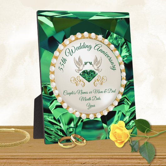 カップル結婚のための55年の記念日のギフト、 フォトプラーク