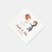 カップル結婚のイラストレーションと結婚のナプキン スタンダードカクテルナプキン (角)