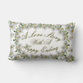 カップル結婚のギフト白いバラ緑 ランバークッション (裏面)