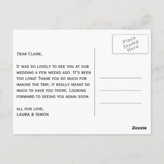 カップル結婚のサイクル感謝はがき ポストカード (裏面)