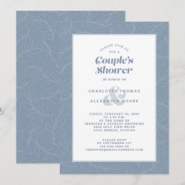 カップル結婚のシャワーモダン青 招待状