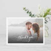 カップル結婚のフォトスクリプトタイポグラフィ サンキューカード (スタンド正面)