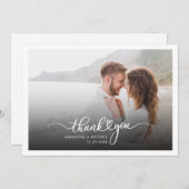 カップル結婚のフォトスクリプトタイポグラフィ サンキューカード (正面/裏面)