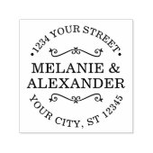 カップル結婚のラウンドネーム差出人住所モノグラム セルフインキングスタンプ (デザイン)