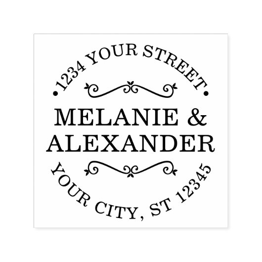 カップル結婚のラウンドネーム差出人住所モノグラム セルフインキングスタンプ (デザイン)