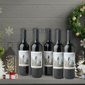 カップル結婚の写真のモダンスクリプエレガントト冬 ワインラベル