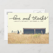 カップル結婚の写真の愛と手書き感謝していの ポストカード (正面/裏面)