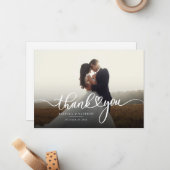 カップル結婚の写真の書道ありがとう ノートカード (正面/裏面インサイチュ)