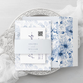 カップル結婚の名前とダスティブルーのベリーバンド 招待状ベリーバンド