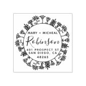カップル結婚の差出人住所エレガント葉の ラバースタンプ (インプリント)