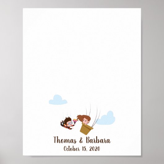 カップル結婚の指紋のゲストブック ポスター (正面)