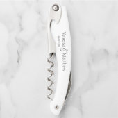 カップル結婚の日モダン付ミニマル黒白 ソムリエナイフ (正面)