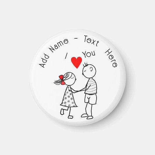 カップル結婚の磁石と名前をカスタムする – 愛してる マグネット (正面)
