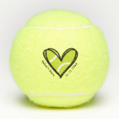 カップル結婚の記念日のハート日付と名前の愛 テニスボール (正面)