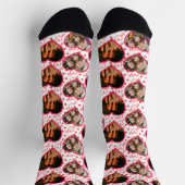 カップル結婚の記念日3写真ハートパターン ソックス (上部)