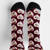 カップル結婚の記念日3写真ハートパターン ソックス (上部)