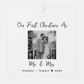 カップル結婚の贈り物初めてのクリスマスミスター&ミセス メタルオーナメント (裏面)
