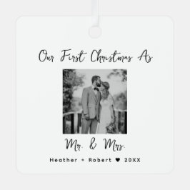 カップル結婚の贈り物初めてのクリスマスミスター&ミセス メタルオーナメント