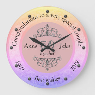 カップル結婚コングラート50周年記念品 ラージ壁時計