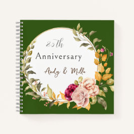 カップル結婚フローラリースのためのグリーン25thの贈り物 ノートブック