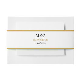 カップル結婚モノグラムの日シンプル付ゴールデンボーダー 招待状ベリーバンド