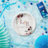 カップル結婚モノグラムフローラ ペーパープレート (パーティー)