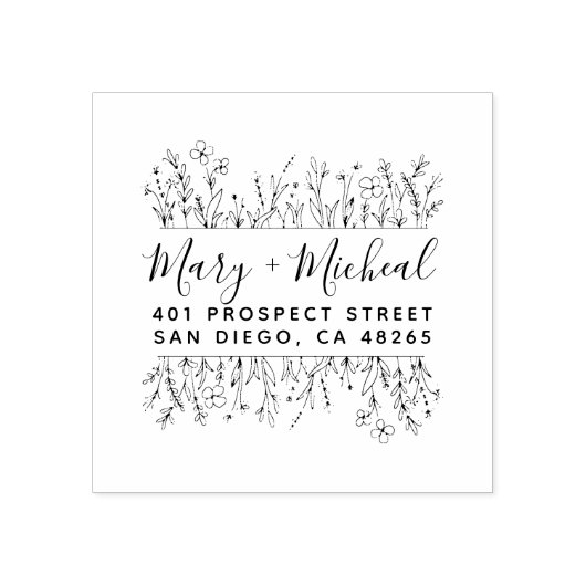 カップル結婚差出人住所ミニマエレガントリスト ラバースタンプ (インプリント)