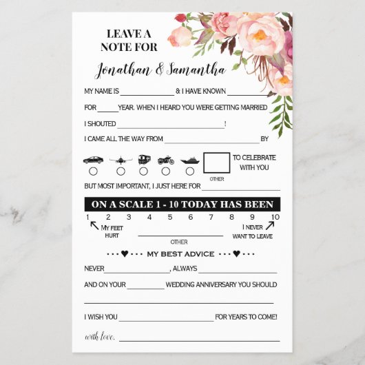 カップル結婚式のレセプションカードのピンクのメモ チラシ (正面)