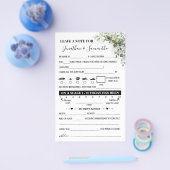 カップル結婚式のレセプションカードのユーカリのメモ チラシ (シングル)