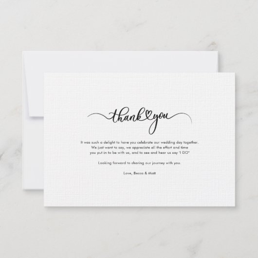 カップル結婚式の日の写真の手がレターサンキュー ノートカード (裏面)