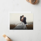 カップル結婚式の日の写真の手がレターサンキュー ノートカード (正面/裏面インサイチュ)
