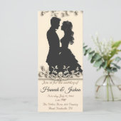 カップル結婚式招待状の黒い輪郭 (スタンド正面)