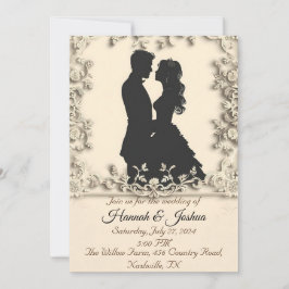 カップル結婚式招待状の黒い輪郭 招待状