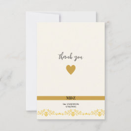 カップル結婚・モノグラムの日付装飾的なボーダー サンキューカード