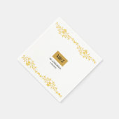 カップル結婚・モノグラムの日付装飾的なボーダー スタンダードカクテルナプキン (角)