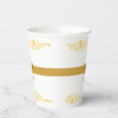 カップル結婚・モノグラムの日付装飾的なボーダー 紙コップ (左)
