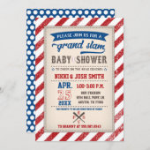 カップル編み野球ベビーシャワーヴィンテージ 招待状 (正面/裏面)