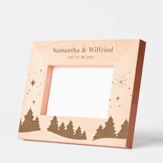 カップル自然シーン冬の彫刻された木枠 レーザー彫刻フレーム (左)