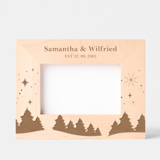 カップル自然シーン冬の彫刻された木枠 レーザー彫刻フレーム (正面)