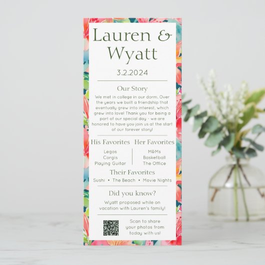 カップル豆知識トロピカルウェディングプログラム&メニュー プログラム (スタンド正面)