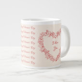 カップル赤いハートエレガントバモダンレンティネス ジャンボコーヒーマグカップ (正面右)