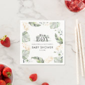 カップル赤ちゃんシャワージャングル動物の植物紙 スタンダードカクテルナプキン (インサイチュ)