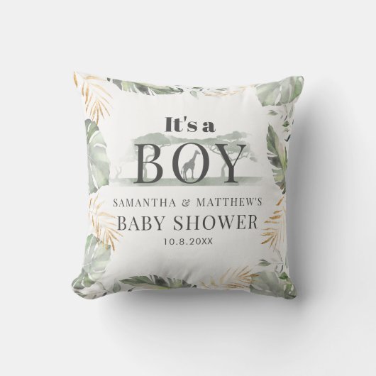 カップル赤ちゃんシャワージャングル動物植物学 クッション (正面)