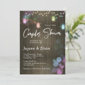 カップル赤ちゃんシャワーメイソンジャールトゥインクルライト 招待状 (スタンド正面)