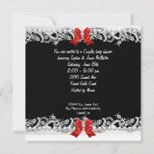 カップル赤ちゃんシャワー女の子ゼブラレッドレースブラック 招待状 (裏面)